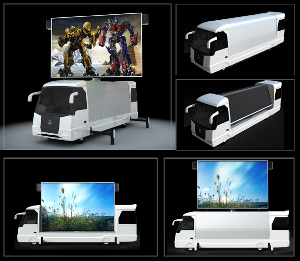 Mobile advertising LED screens. Installation in vans and trucks
